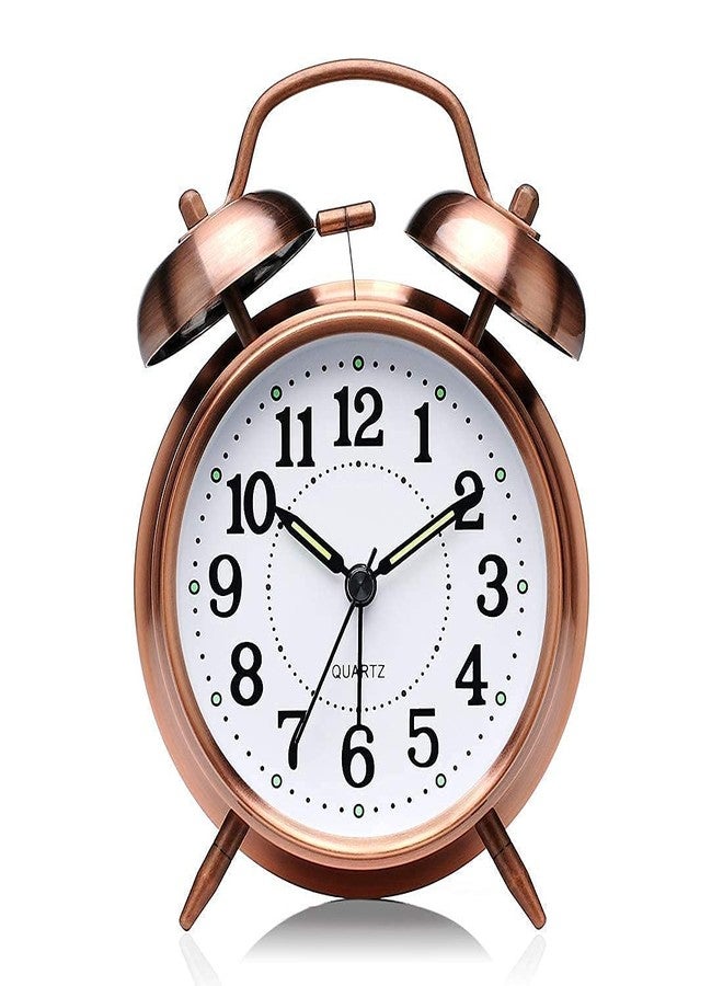 SCILLA Twin Bell Copper Table Alarm Clock with Night LED Light for Student for Kids Bedroom| 3.5 Inches X 4.7 Inches X 1.9 Inches(Copper Color) - Image 1